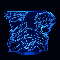 Lampe 3D LED Jujutsu Kaisen Gojo x Sukuna effet holographique fond noir