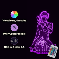 Caractéristiques lampe 3D LED Bleach Ichigo Masque télécommande 16 couleurs USB ou piles