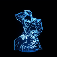 Lampe 3D LED Bleach Ichigo x Rukia effet holographique fond noir