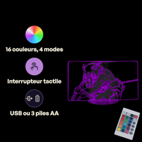 Caractéristiques lampe 3D LED Demon Slayer Inosuke télécommande 16 couleurs USB ou piles