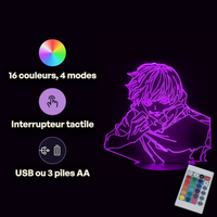 Caractéristiques lampe 3D LED Jujutsu Kaisen Inumaki Toge télécommande 16 couleurs USB ou piles