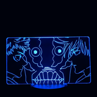 Jujutsu Kaisen Lamp Itadori x Curses x Megumi, holographic effect on a black background