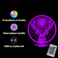 Caractéristiques lampe 3D LED d'Ambiance Jagermeister télécommande 16 couleurs USB ou piles