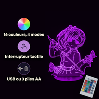 Demon Slayer Lamp Kanao Tsuyuri, specifications: remote control, 16 colours, USB or battery powered