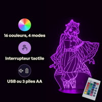 Demon Slayer Kocho Shinobu Lamp, specifications: remote control, 16 colours, USB or battery powered