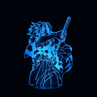 Lampe 3D LED Demon Slayer Kokushibo effet holographique fond noir