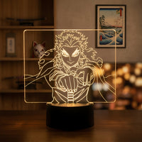 Demon Slayer Kyojuro Rengoku Lamp used as a night light, bedroom decor and ambient lighting