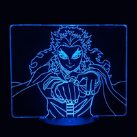 Lampe 3D LED Demon Slayer Kyojuro Rengoku effet holographique fond noir