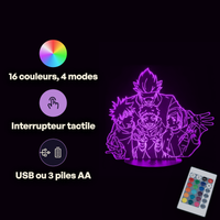 Caractéristiques lampe 3D LED Jujutsu Kaisen La Team télécommande 16 couleurs USB ou piles