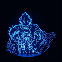 Lampe 3D LED Jujutsu Kaisen La Team effet holographique fond noir