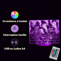 Caractéristiques lampe 3D LED Jujutsu Kaisen Mahito x Itadori télécommande 16 couleurs USB ou piles
