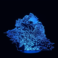 Lampe 3D LED Jujutsu Kaisen Megumi x Nue effet holographique fond noir