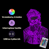 Caractéristiques lampe 3D LED Jujutsu Kaisen Nanami Kento télécommande 16 couleurs USB ou piles