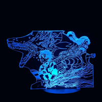 Lampe 3D LED Demon Slayer Nezuko et Tanjiro effet holographique fond noir