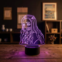 Demon Slayer Nezuko Kamado Lamp used as a night light, bedroom decor and ambient lighting
