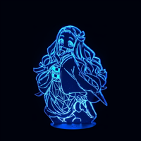Lampe 3D LED Demon Slayer Nezuko effet holographique fond noir