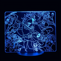 Lampe 3D LED Demon Slayer Personnages Cultes effet holographique fond noir