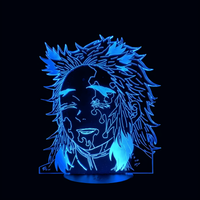 Lampe 3D LED Demon Slayer Rengoku Kyojuro effet holographique fond noir