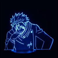 Lampe 3D LED Jujutsu Kaisen Ryomen Sukuna effet holographique fond noir