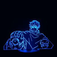 Jujutsu Kaisen Lamp Satoru Gojo vs Jogo, holographic effect on a black background