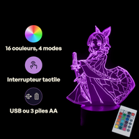Demon Slayer Shinobu Kocho Lamp, specifications: remote control, 16 colours, USB or battery powered