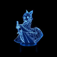 Lampe 3D LED Demon Slayer Shinobu Kocho effet holographique fond noir