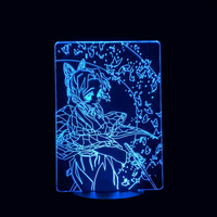 Lampe 3D LED Demon Slayer Shinobu effet holographique fond noir