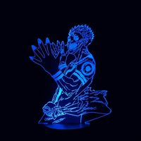 Lampe 3D LED Jujutsu Kaisen Sukuna Ryomen effet holographique fond noir