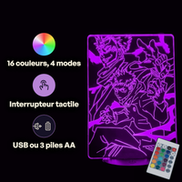Caractéristiques lampe 3D LED Jujutsu Kaisen Sukuna x Itadori télécommande 16 couleurs USB ou piles