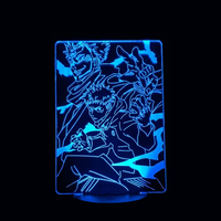 Lampe 3D LED Jujutsu Kaisen Sukuna x Itadori effet holographique fond noir