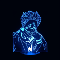 Lampe 3D LED Jujutsu Kaisen Sukuna effet holographique fond noir