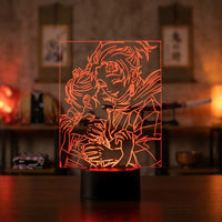 Demon Slayer Tanjiro and Nezuko Lamp used as a night light, bedroom decor and ambient lighting