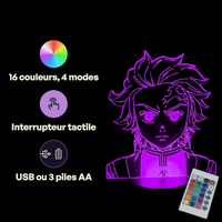 Demon Slayer Tanjiro Kamado Lamp, specifications: remote control, 16 colours, USB or battery powered