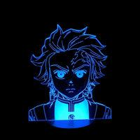 Lampe 3D LED Demon Slayer Tanjiro Kamado effet holographique fond noir