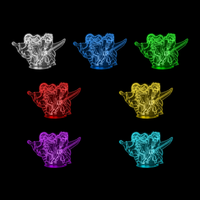 Lampe 3D Demon Slayer Tanjiro x Nezuko 7 couleurs LED rouge vert bleu violet jaune cyan blanc
