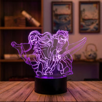 Demon Slayer Tanjiro x Nezuko Lamp used as a night light, bedroom decor and ambient lighting