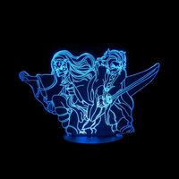 Lampe 3D LED Demon Slayer Tanjiro x Nezuko effet holographique fond noir