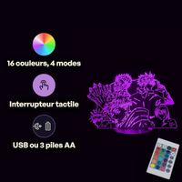 Caractéristiques lampe 3D LED Jujutsu Kaisen Team Itadori télécommande 16 couleurs USB ou piles