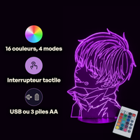 Caractéristiques lampe 3D LED Jujutsu Kaisen Toge Inumaki télécommande 16 couleurs USB ou piles