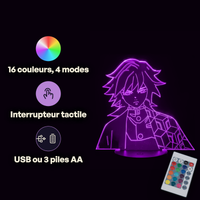 Caractéristiques lampe 3D LED Demon Slayer Tomioka Giyu télécommande 16 couleurs USB ou piles