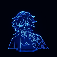 Lampe 3D LED Demon Slayer Tomioka Giyu effet holographique fond noir