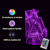 Ulquiorra Schiffer Bleach Lamp, specifications: remote control, 16 colours, USB or battery powered