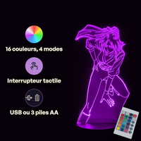 Yoruichi Shihōin Bleach Lamp, specifications: remote control, 16 colours, USB or battery powered