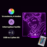 Jujutsu Kaisen Yuji Itadori Lamp, specifications: remote control, 16 colours, USB or battery powered
