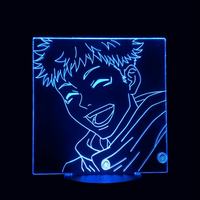 Jujutsu Kaisen Yuji Itadori Lamp, holographic effect on a black background