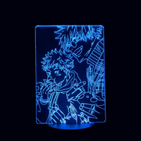 Lampe 3D LED Jujutsu Kaisen Yuji x Gojo effet holographique fond noir