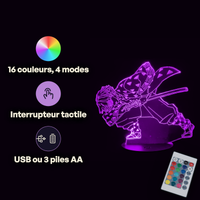 Caractéristiques lampe 3D LED Demon Slayer Zenitsu Agatsuma télécommande 16 couleurs USB ou piles