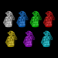 Lampe 3D One Piece Luffy Énervé 7 couleurs LED rouge vert bleu violet jaune cyan blanc