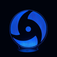Lampe 3D LED Naruto Mangekyou Sharingan effet holographique fond noir
