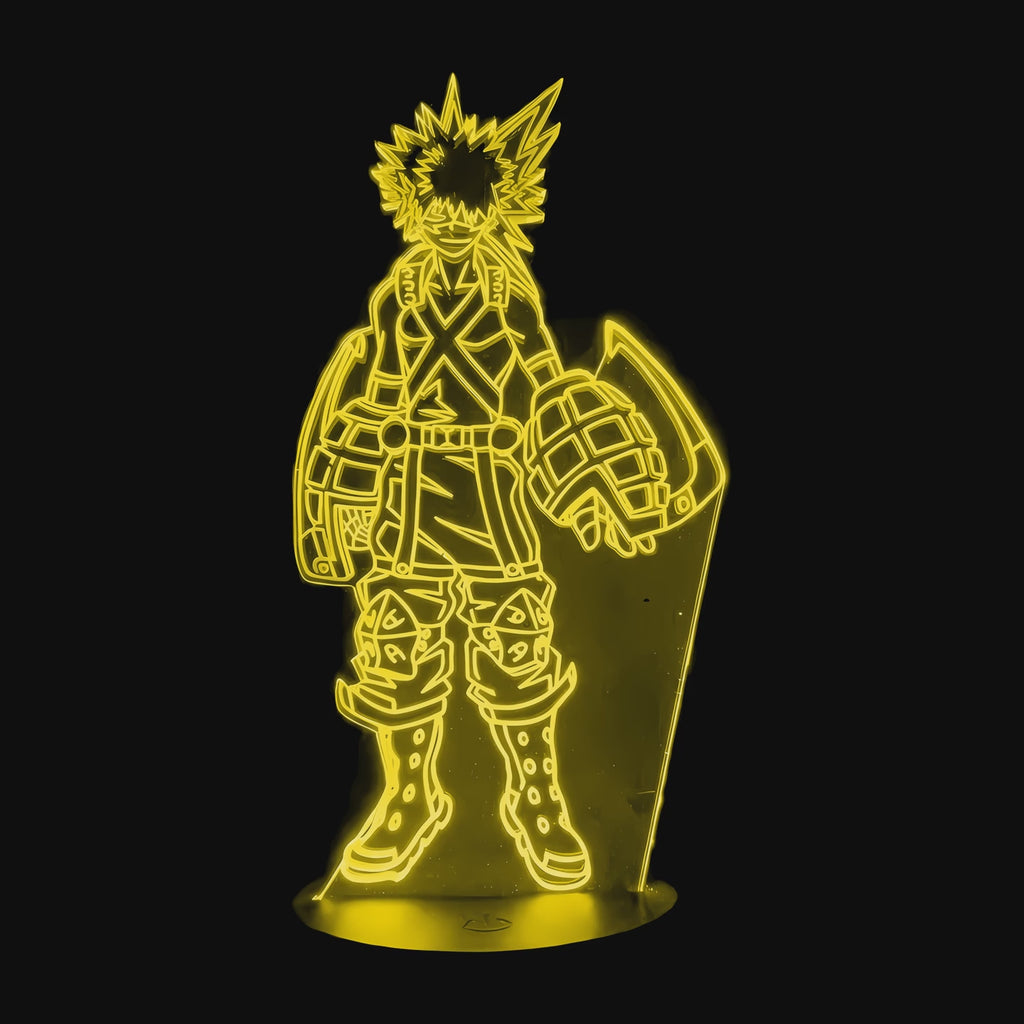 Vidéo lampe 3D My Hero Academia Katsuki Bakugo cycle des couleurs LED